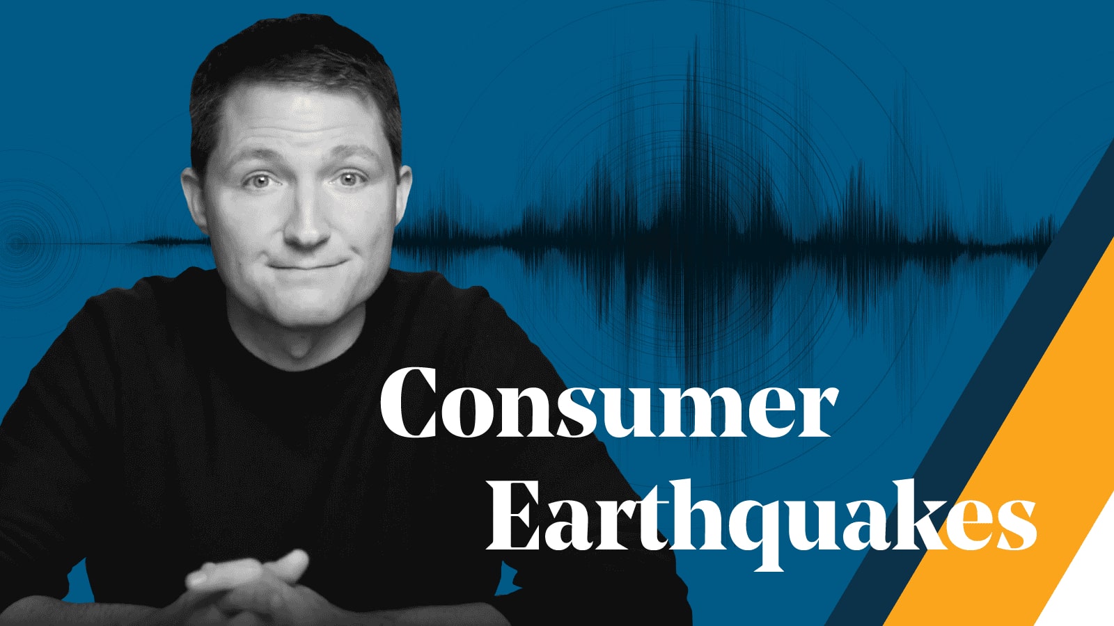 Man in front of dark blue background with a seismic pattern