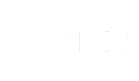 White Abridge logo on transparent background