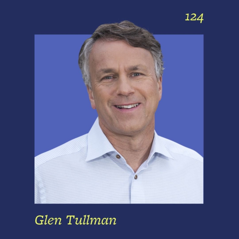 headshot of glen tullman on blue background