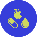 icon of pill apple and water drop