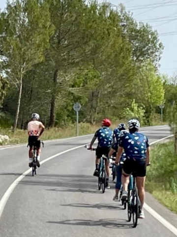 Group of cyclists on road