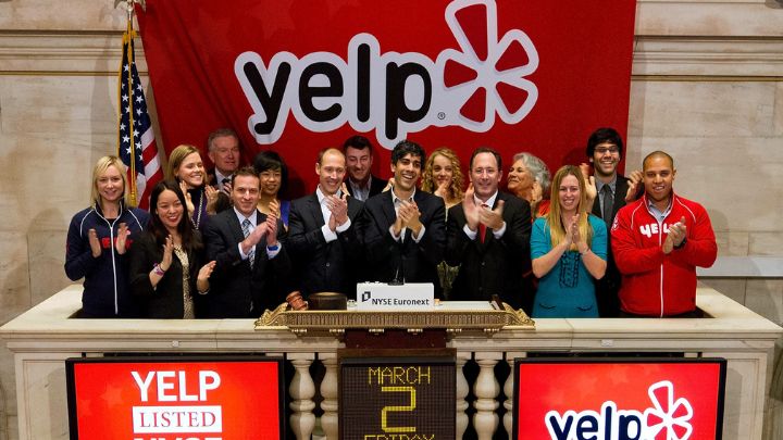 Yelp celebrating IPO at NYSE