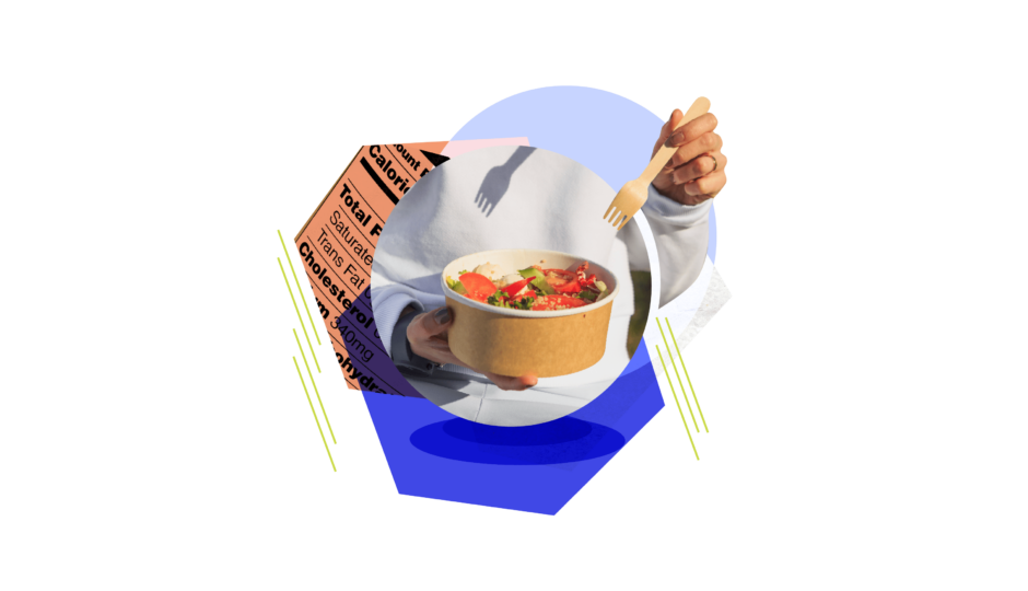 food collage for Intake for STRIVE program with person holding a bowl of food